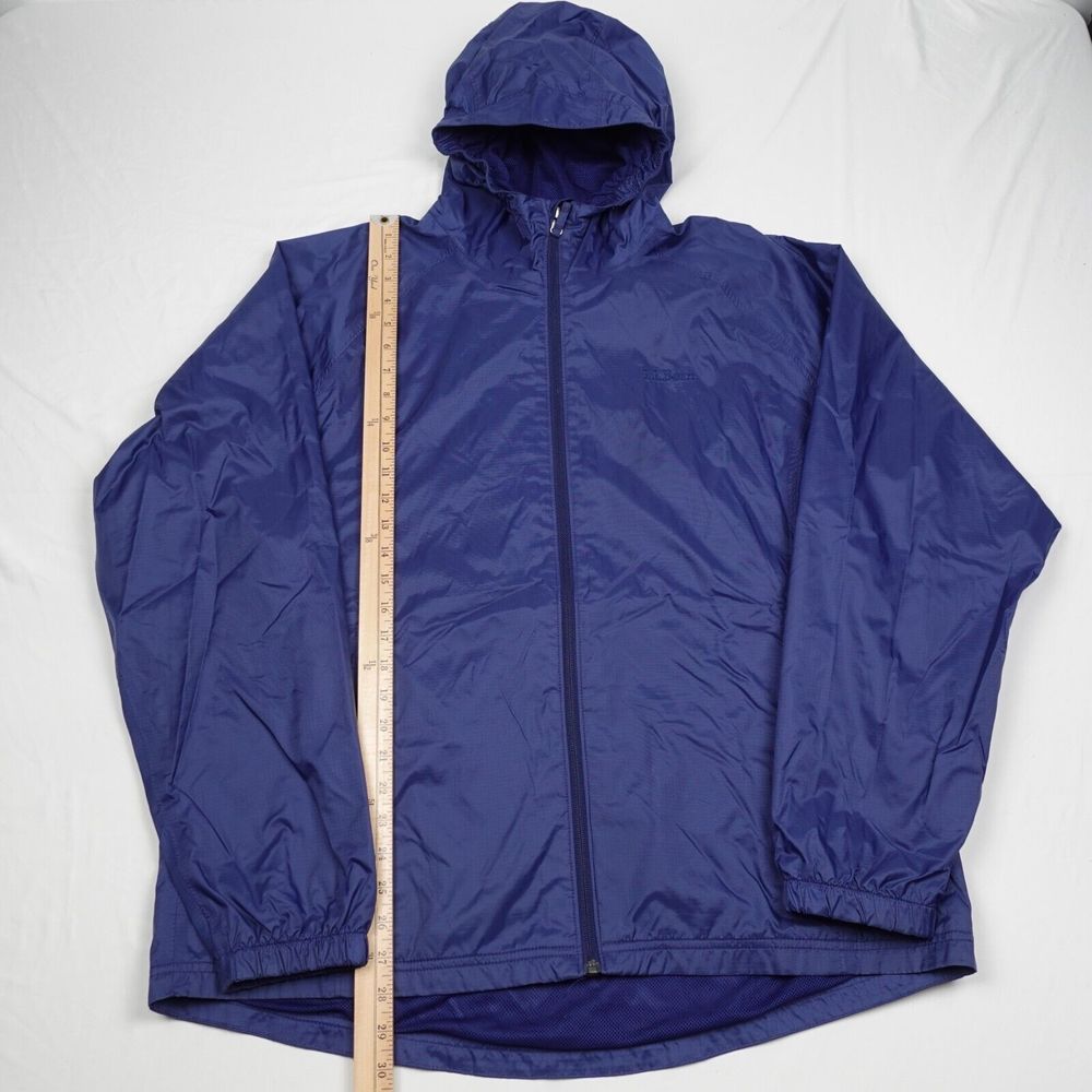 LL Bean Windbreaker Hooded Jacket Adult Large Men's Full Zip Blue Long Sleeves